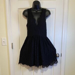 Lulu's Black Lace Mini Dress Small